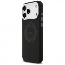„Mercedes“ silikoninis vintažinio logotipo „MagSafe“ dėklas, skirtas „iPhone 17 Pro Max“ – juodas