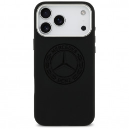 „Mercedes“ silikoninis vintažinio logotipo „MagSafe“ dėklas, skirtas „iPhone 17 Pro Max“ – juodas
