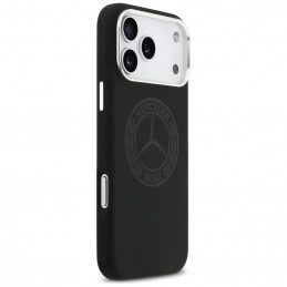 „Mercedes“ silikoninis vintažinio logotipo „MagSafe“ dėklas, skirtas „iPhone 17 Pro Max“ – juodas
