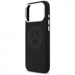 „Mercedes“ silikoninis vintažinio logotipo „MagSafe“ dėklas, skirtas „iPhone 17 Pro Max“ – juodas