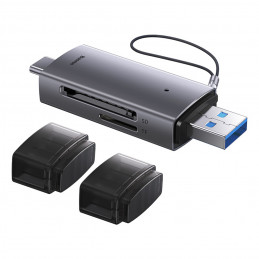 „Baseus Lite“ serijos USB-A/ USB-C 3.0 SD/ TF kortelių skaitytuvas – pilkas