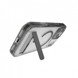 ZAGG Santa Cruz Snap KS MagSafe dėklas su stovu, skirtas iPhone 17 Pro Max – skaidrus ir juodas
