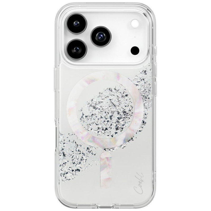 UNIQ Coehl Crystelle magnetinis įkrovimo dėklas, skirtas iPhone 17 Pro - sidabrinis