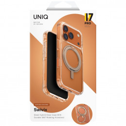 UNIQ Swivix besisukantis stovas 360 laipsnių iPhone 17 Pro dėklas – auksinis