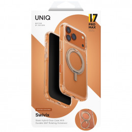 UNIQ Swivix besisukantis stovas 360 laipsnių iPhone 17 Pro Max dėklas – auksinis