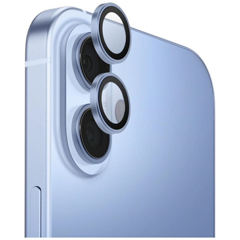 UNIQ Optix aliuminio kameros objektyvo apsauga, skirta iPhone 17 su aplikatoriumi – mėlyna