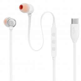 JBL Tune 310C į ausis įdedamos laidinės USB-C ausinės – baltos
