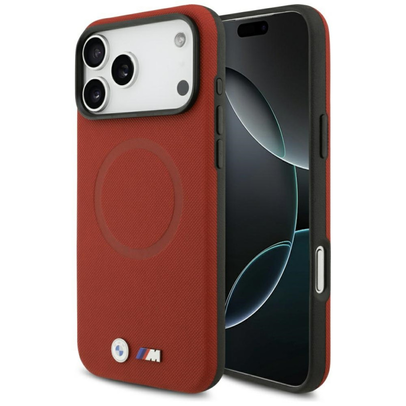 BMW M FW metalinis logotipo „MagSafe“ dėklas, skirtas „iPhone 17 Pro Max“ – raudonas