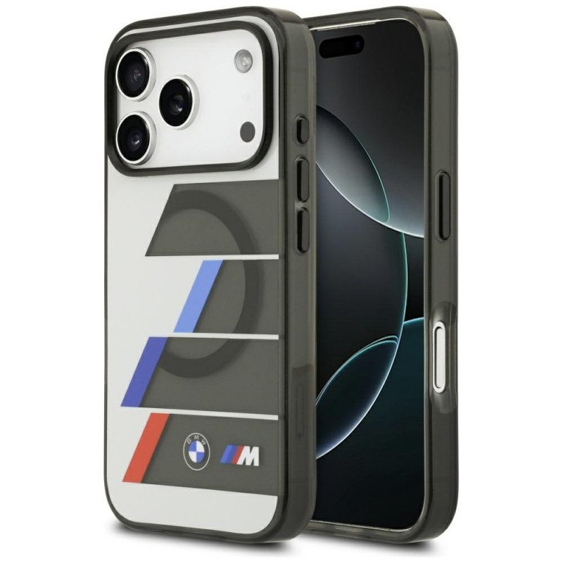 BMW M IML metalinių mygtukų su trijų spalvų linijomis „MagSafe“ dėklas, skirtas „iPhone 17 Pro“ – pilkas