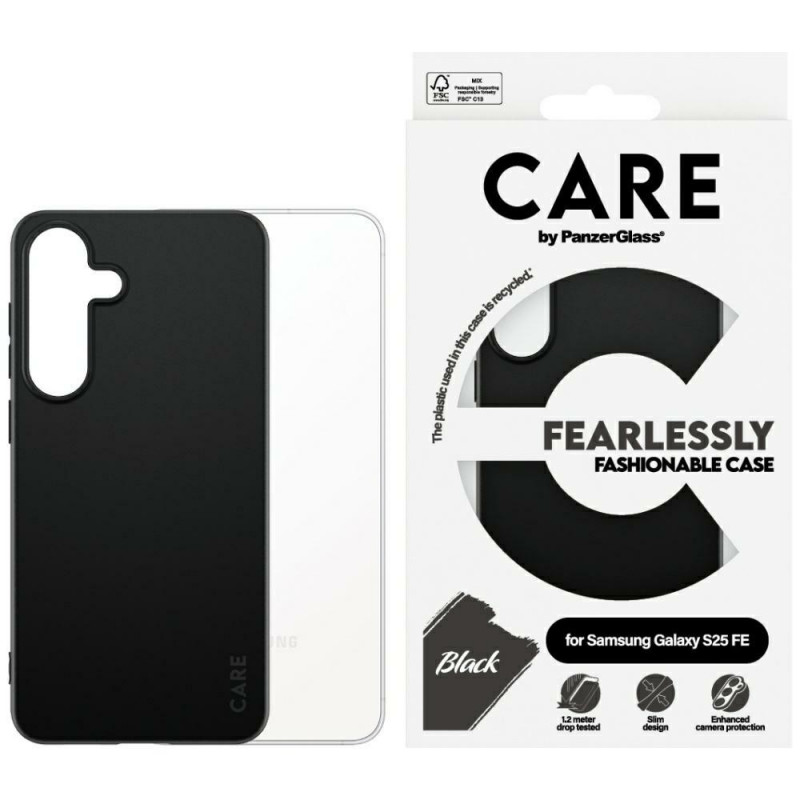 „CARE by PanzerGlass“ madingas dėklas, skirtas „Samsung Galaxy S25 FE“ – juodas
