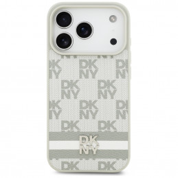 DKNY iPhone 17 Pro dėklas su languotomis juostelėmis – smėlio spalvos