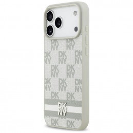 DKNY languotas dėklas su dryžuotais raštais, skirtas iPhone 17 Pro Max – smėlio spalvos