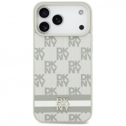DKNY languotas dėklas su dryžuotais raštais, skirtas iPhone 17 Pro Max – smėlio spalvos