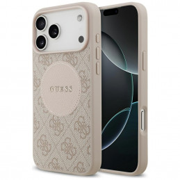 „Guess 4G Circle Classic Logo MagSafe“ dėklas, skirtas „iPhone 17 Pro Max“ – rožinis