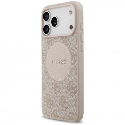 „Guess 4G Circle Classic Logo MagSafe“ dėklas, skirtas „iPhone 17 Pro Max“ – rožinis