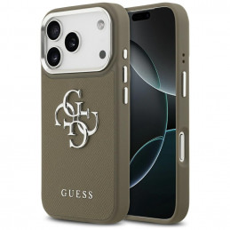 „Guess Grained Big 4G Classic“ logotipo dėklas, skirtas „iPhone 17 Pro“ – rudas