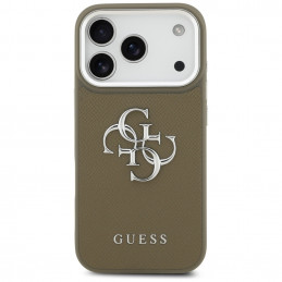 „Guess Grained Big 4G Classic“ logotipo dėklas, skirtas „iPhone 17 Pro“ – rudas