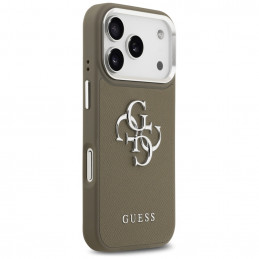 „Guess Grained Big 4G Classic“ logotipo dėklas, skirtas „iPhone 17 Pro“ – rudas