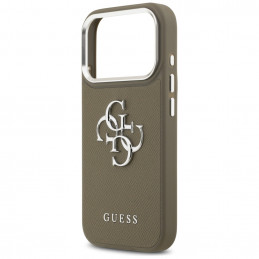„Guess Grained Big 4G Classic“ logotipo dėklas, skirtas „iPhone 17 Pro“ – rudas