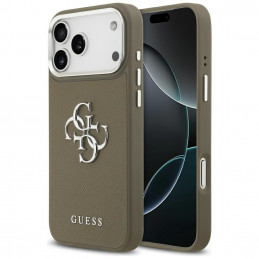 „Guess Grained Big 4G Classic“ logotipo dėklas, skirtas iPhone 17 Pro Max – rudas