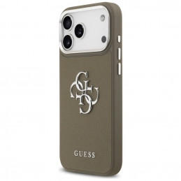 „Guess Grained Big 4G Classic“ logotipo dėklas, skirtas iPhone 17 Pro Max – rudas