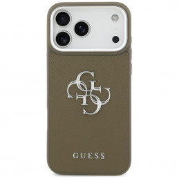 „Guess Grained Big 4G Classic“ logotipo dėklas, skirtas iPhone 17 Pro Max – rudas