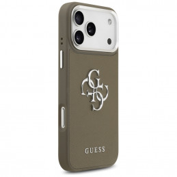 „Guess Grained Big 4G Classic“ logotipo dėklas, skirtas iPhone 17 Pro Max – rudas