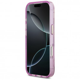 „Guess IML“ blizgučių ir gėlių trikampio formos „MagSafe“ dėklas, skirtas „iPhone 17 Pro Max“ – violetinis