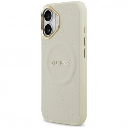 „Guess Peony Hot Stamp MagSafe iPhone 17“ dėklas – smėlio spalvos