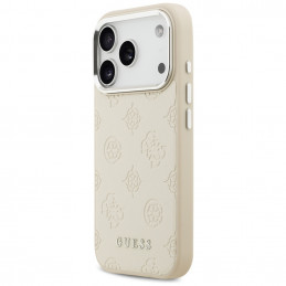 „Guess Peony Hot Stamp Script MagSafe“ dėklas, skirtas „iPhone 17 Pro“ – smėlio spalvos