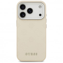 „Guess Peony Hot Stamp Script MagSafe“ dėklas, skirtas „iPhone 17 Pro“ – smėlio spalvos