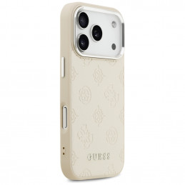 „Guess Peony Hot Stamp Script MagSafe“ dėklas, skirtas „iPhone 17 Pro“ – smėlio spalvos