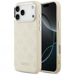 „Guess Peony Hot Stamp Script MagSafe“ dėklas, skirtas „iPhone 17 Pro Max“ – smėlio spalvos