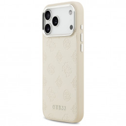 „Guess Peony Hot Stamp Script MagSafe“ dėklas, skirtas „iPhone 17 Pro Max“ – smėlio spalvos