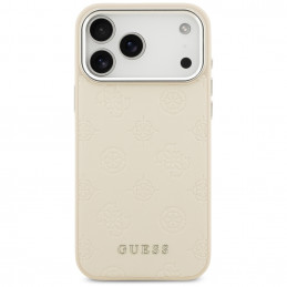 „Guess Peony Hot Stamp Script MagSafe“ dėklas, skirtas „iPhone 17 Pro Max“ – smėlio spalvos