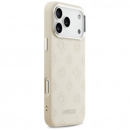„Guess Peony Hot Stamp Script MagSafe“ dėklas, skirtas „iPhone 17 Pro Max“ – smėlio spalvos