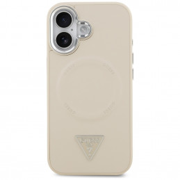 „Guess“ trikampio formos logotipo „MagSafe“ dėklas, skirtas „iPhone 17“ – smėlio spalvos
