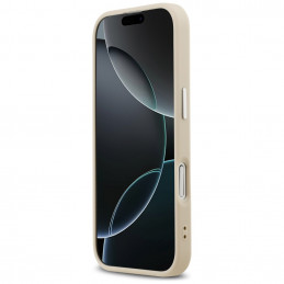 „Guess“ trikampio formos logotipo „MagSafe“ dėklas, skirtas „iPhone 17“ – smėlio spalvos