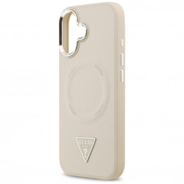 „Guess“ trikampio formos logotipo „MagSafe“ dėklas, skirtas „iPhone 17“ – smėlio spalvos