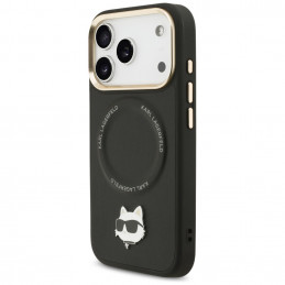 „Karl Lagerfeld Big Strap Choupette Metal Logo MagSafe“ dėklas, skirtas „iPhone 17 Pro Max“ – juodas