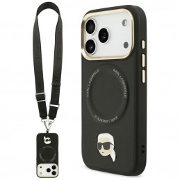 „Karl Lagerfeld Big Strap Karl Metal Logo MagSafe“ dėklas, skirtas „iPhone 17 Pro Max“ – juodas