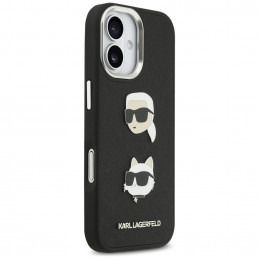 Karl Lagerfeld FW grūdėtas Karl & Choupette galvučių, smeigtukų ir logotipo dėklas iPhone 17 - juodas