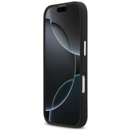 Karl Lagerfeld FW grūdėtas Karl & Choupette galvučių, smeigtukų ir logotipo dėklas iPhone 17 - juodas