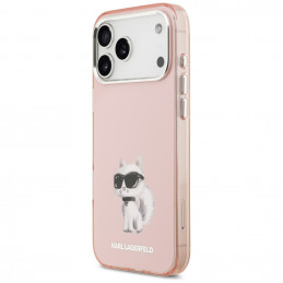 „Karl Lagerfeld IML Aquarelle Choupette & Logo MagSafe“ dėklas, skirtas „iPhone 17 Pro“ – rožinis
