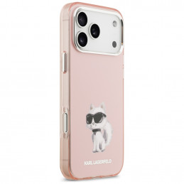 „Karl Lagerfeld IML Aquarelle Choupette & Logo MagSafe“ dėklas, skirtas „iPhone 17 Pro“ – rožinis