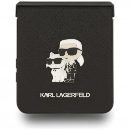 Karl Lagerfeld Saffiano Karl&Choupette Pin dėklas, skirtas Samsung Galaxy Z Flip 7 - juodas