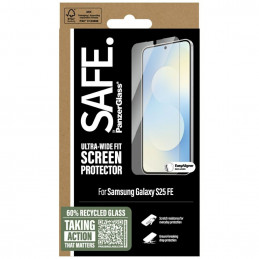 „SAFE by PanzerGlass“ itin plataus diagonalo grūdintas stiklas, skirtas „Samsung Galaxy S25 FE“ – skaidrus