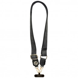 „Guess“ universalus CBDY 4G „Tether Patch Strass“ metalinis logotipo telefono dirželis - juodas