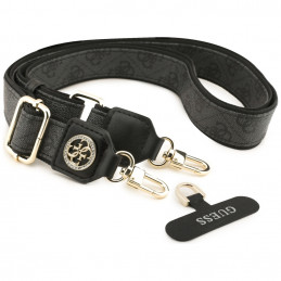 „Guess“ universalus CBDY 4G „Tether Patch Strass“ metalinis logotipo telefono dirželis - juodas