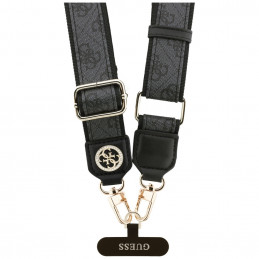 „Guess“ universalus CBDY 4G „Tether Patch Strass“ metalinis logotipo telefono dirželis - juodas